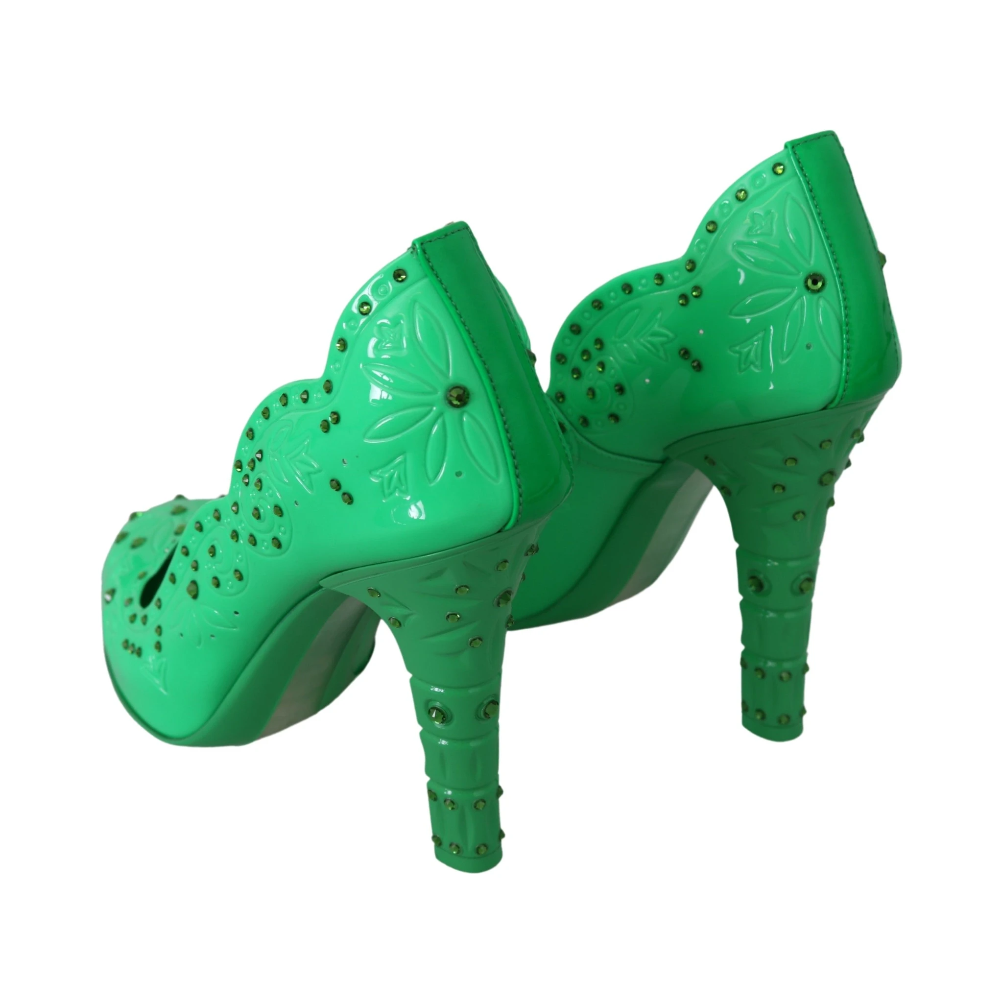 Green Crystal Floral CINDERELLA Heels Shoes