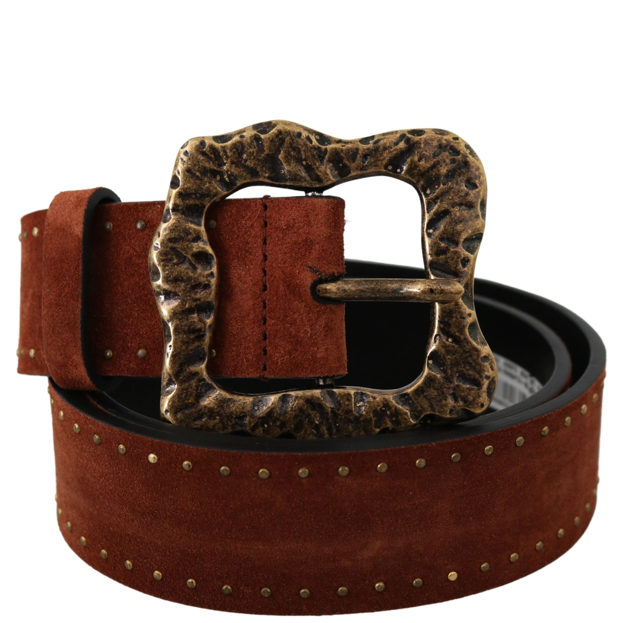 Brown Suede Leather Studded Baroque Belt