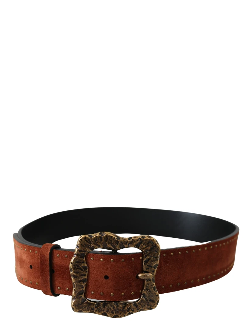 Brown Suede Leather Studded Baroque Belt