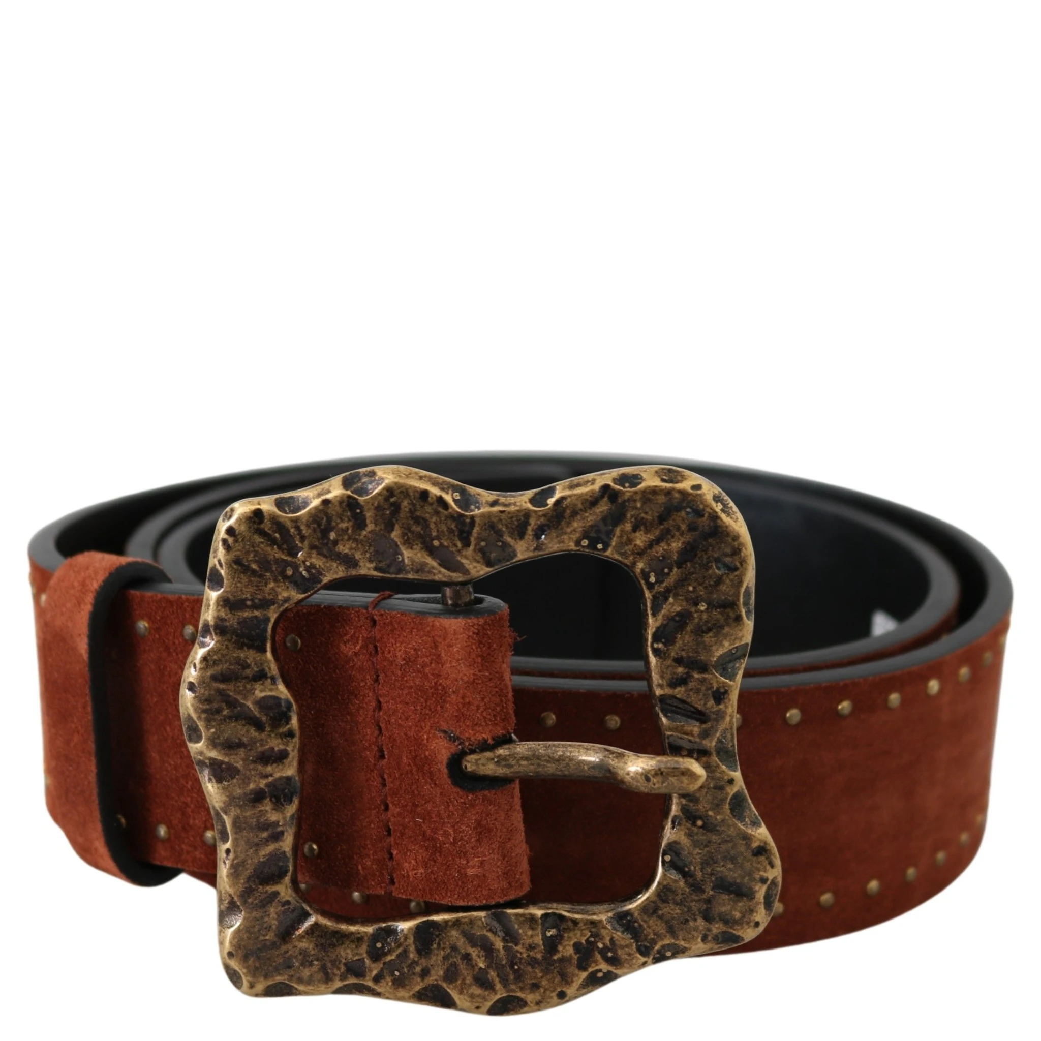 Brown Suede Leather Studded Baroque Belt