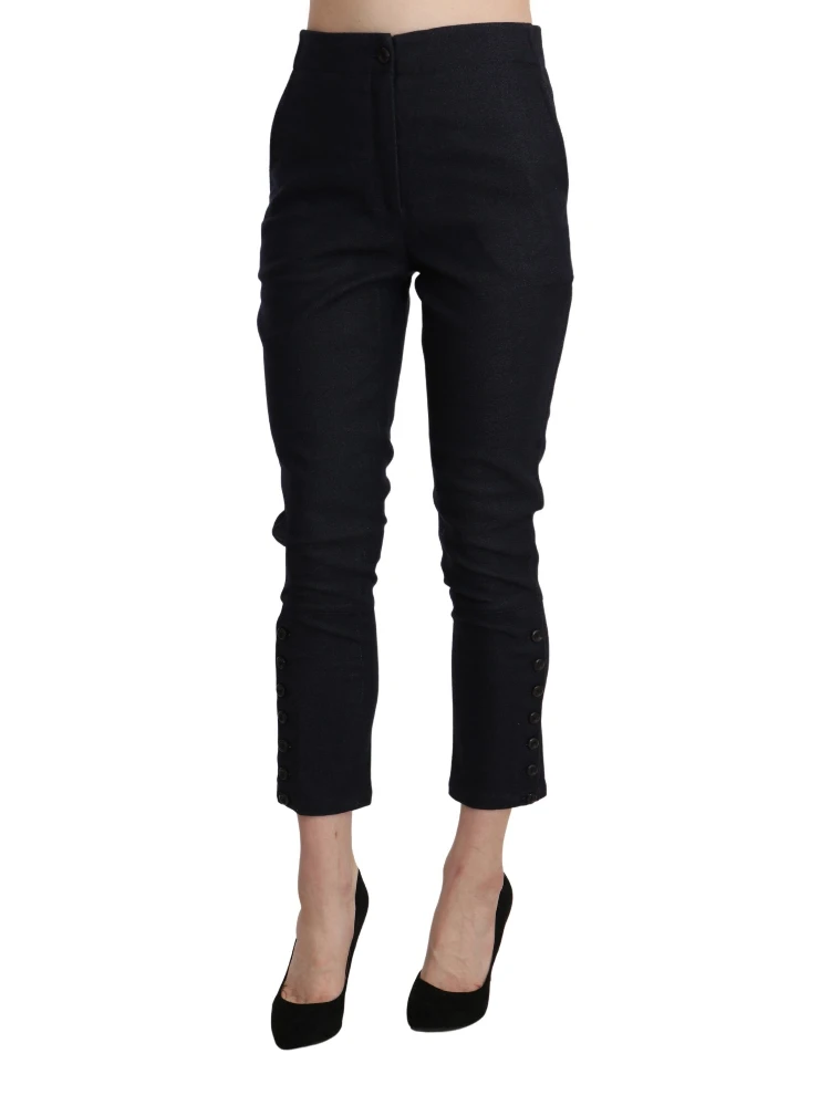 Black High Waist Capri Cropped Cotton Pants alternative