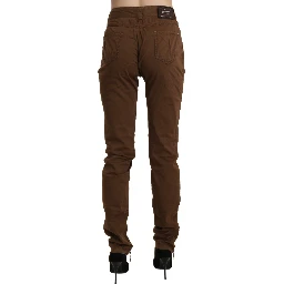 Brown High Waist Skinny Trouser Cotton Pants
