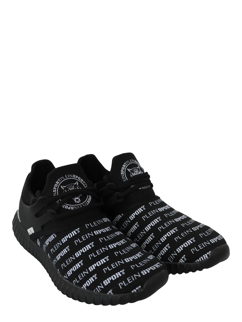 Black Polyester Runner Henry Sneakers Shoes