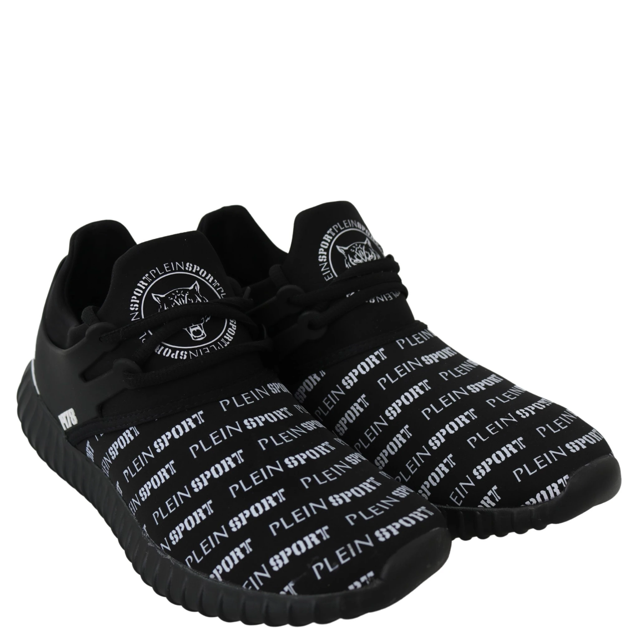 Black Polyester Runner Henry Sneakers Shoes