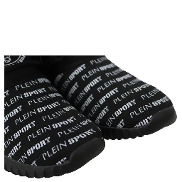 Black Polyester Runner Henry Sneakers Shoes