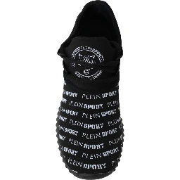 Black Polyester Runner Henry Sneakers Shoes