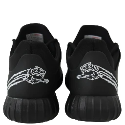 Black Polyester Runner Henry Sneakers Shoes