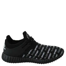 Black Polyester Runner Henry Sneakers Shoes