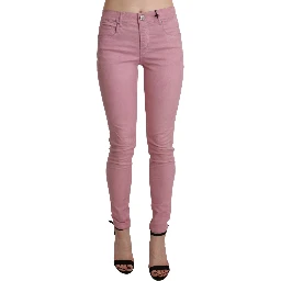 Pink Mid Waist Skinny Stretch  Denim Pant