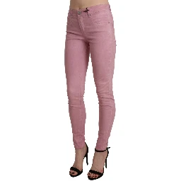 Pink Mid Waist Skinny Stretch  Denim Pant