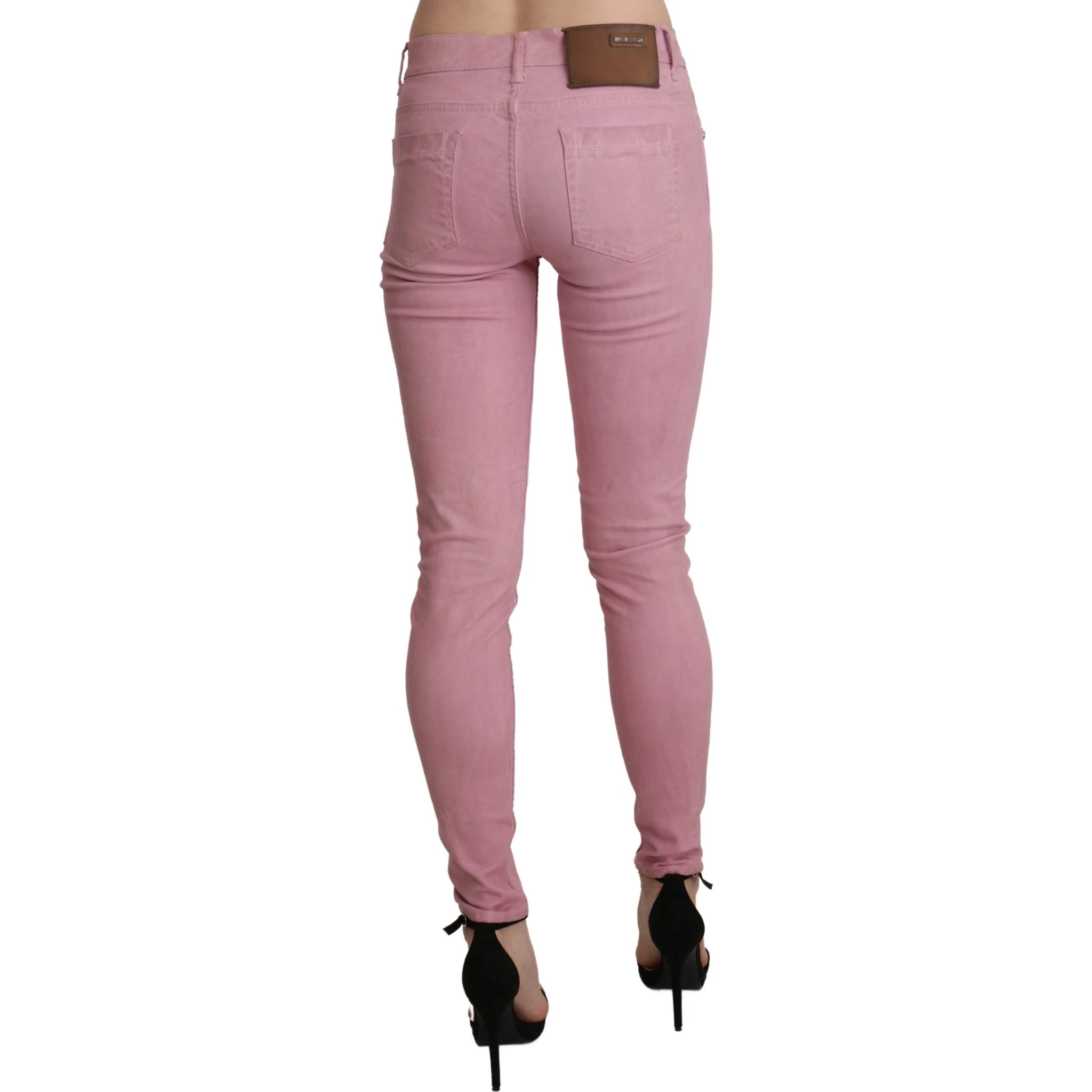 Pink Mid Waist Skinny Stretch  Denim Pant