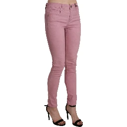 Pink Mid Waist Skinny Stretch  Denim Pant