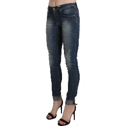 Blue Washed Low Waist Skinny Cropped Denim Trouser