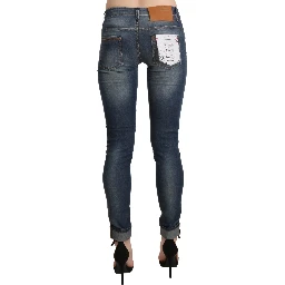Blue Washed Low Waist Skinny Cropped Denim Trouser