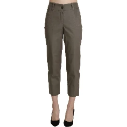 Gray High Waist Cropped Dress Trouser Pants
