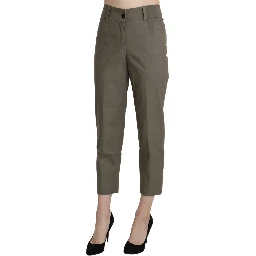 Gray High Waist Cropped Dress Trouser Pants