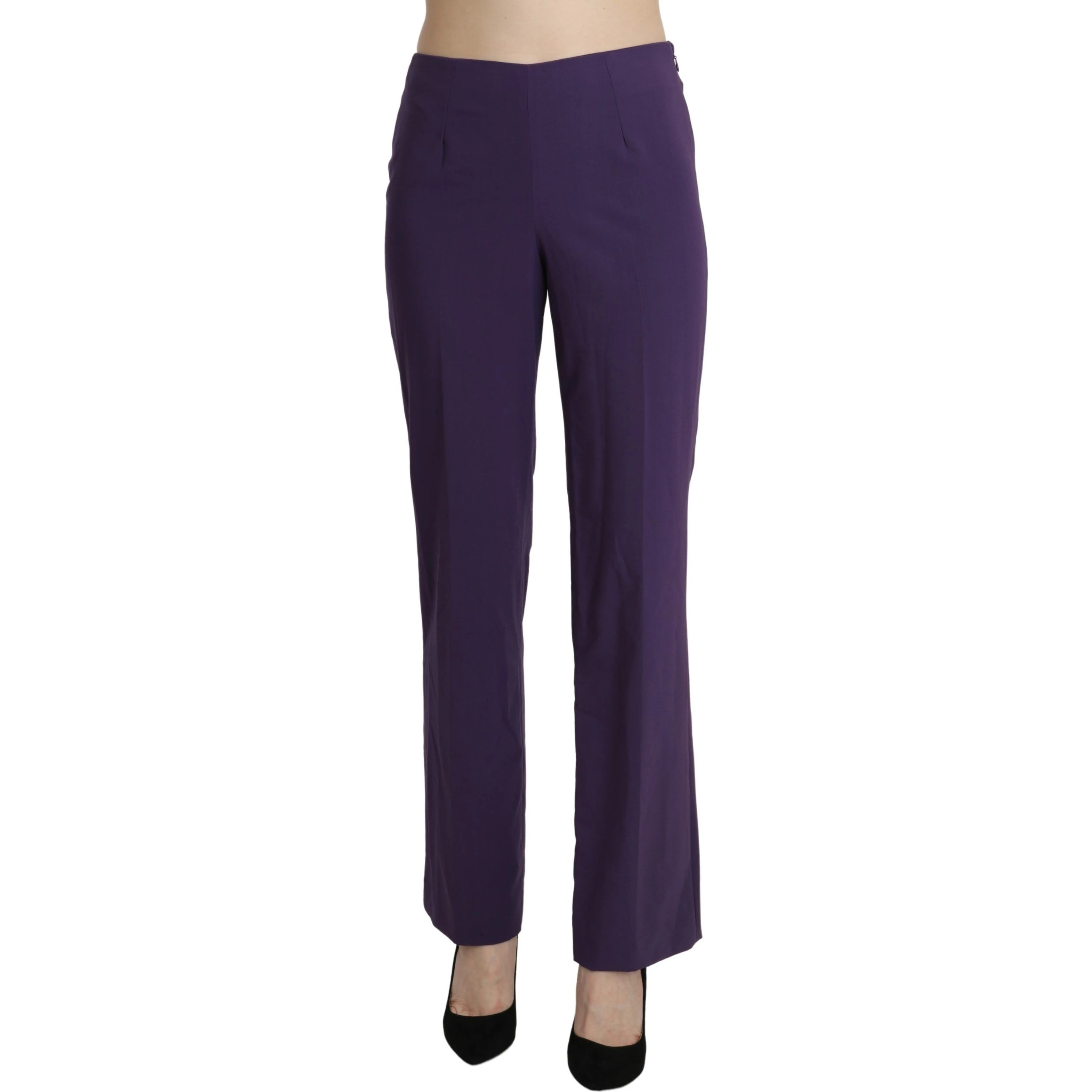 Purple High Waist Straight Dress Trouser Pants