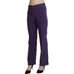 Purple High Waist Straight Dress Trouser Pants