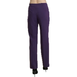 Purple High Waist Straight Dress Trouser Pants