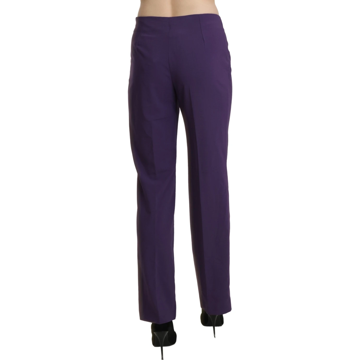 Purple High Waist Straight Dress Trouser Pants