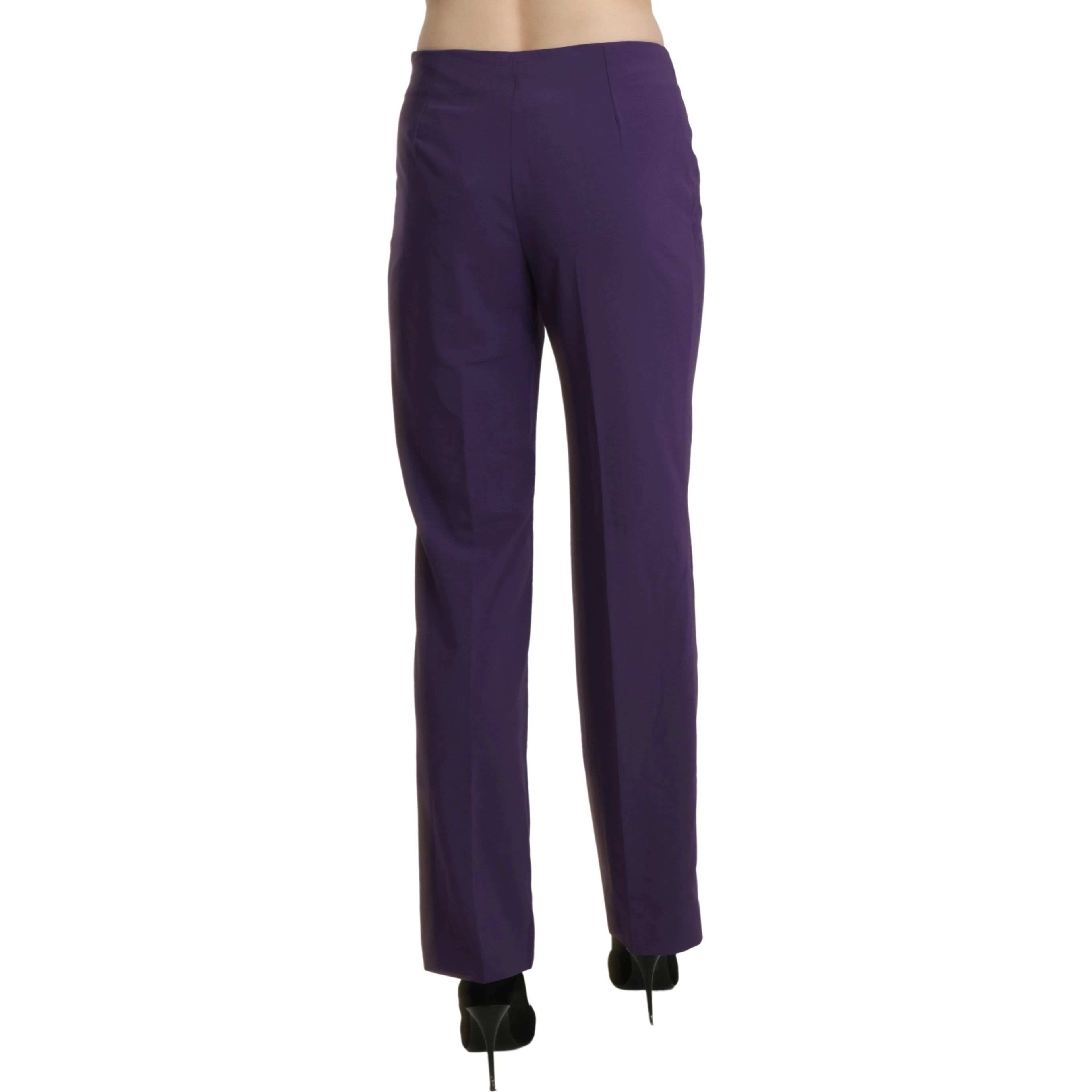 Purple High Waist Straight Dress Trouser Pants
