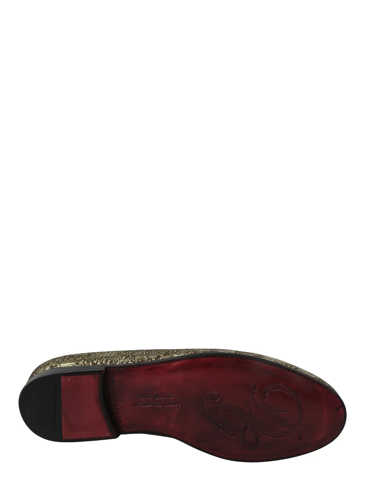 Gold Jacquard Flats Mens Loafers Shoes alternative