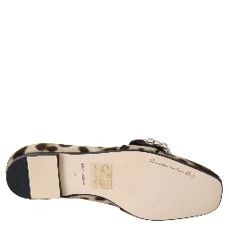 Brown Leopard Print Crystals Loafers Flats Shoes