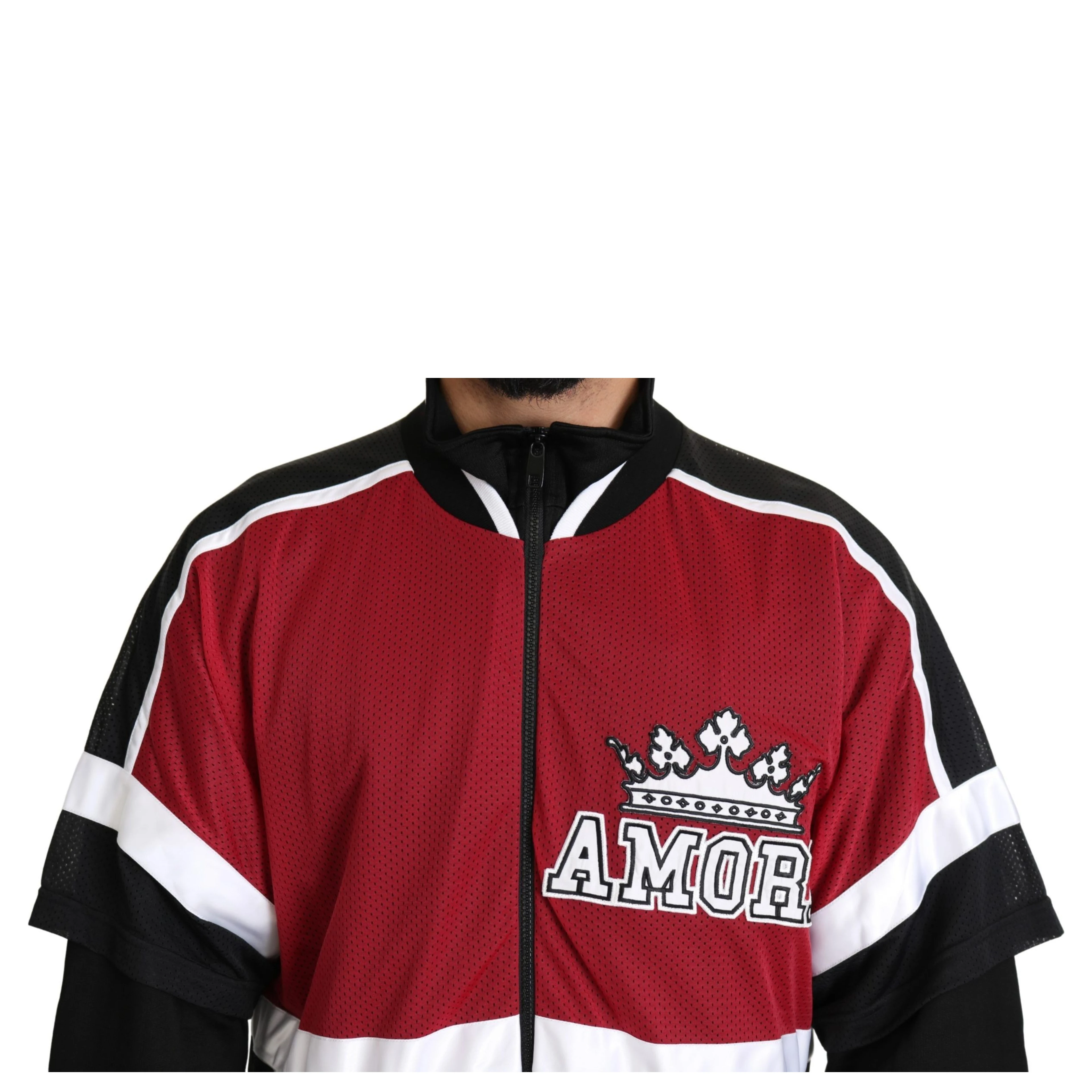 Red Black AMORE Sport Full Zipper Sweater