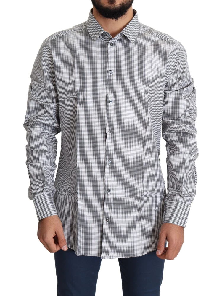 Black White Checkered GOLD Dress Cotton Shirt