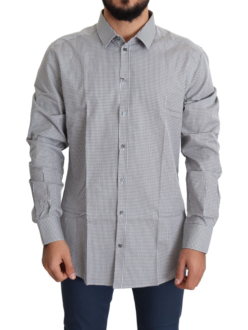 Black White Checkered GOLD Dress Cotton Shirt