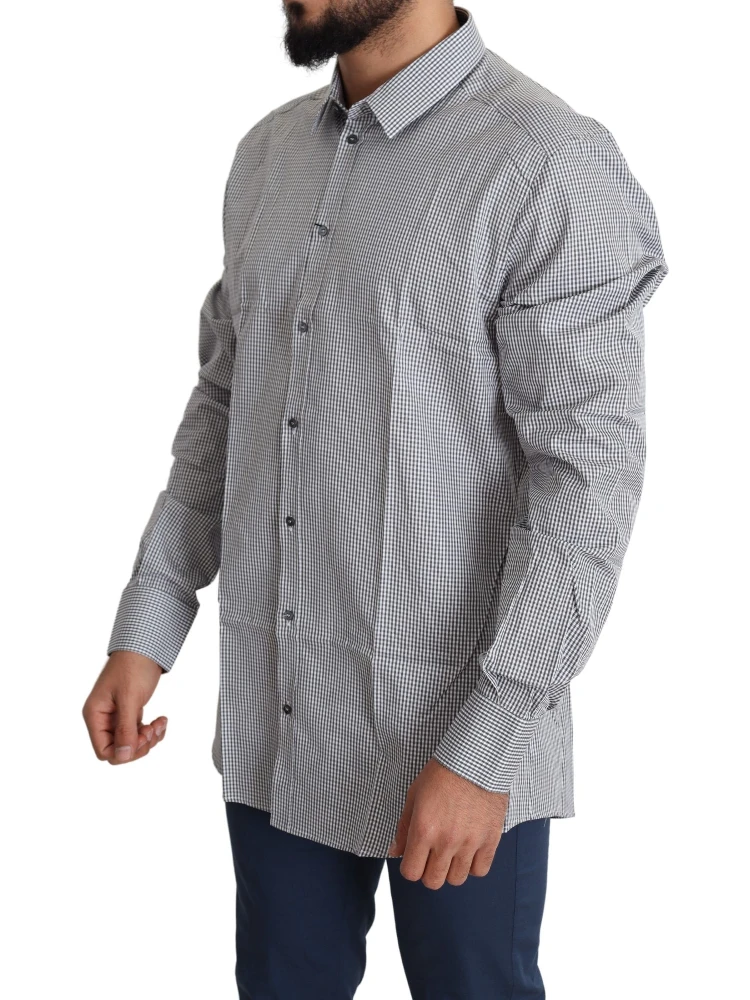 Black White Checkered GOLD Dress Cotton Shirt alternative