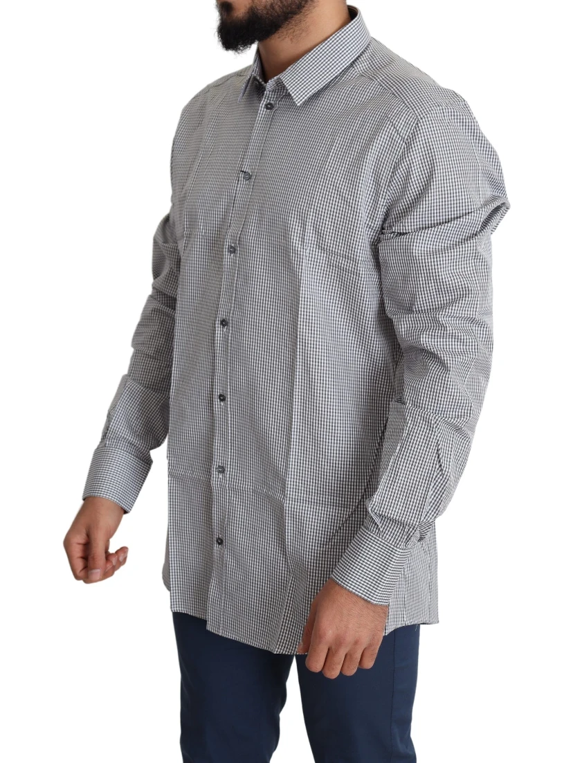 Black White Checkered GOLD Dress Cotton Shirt
