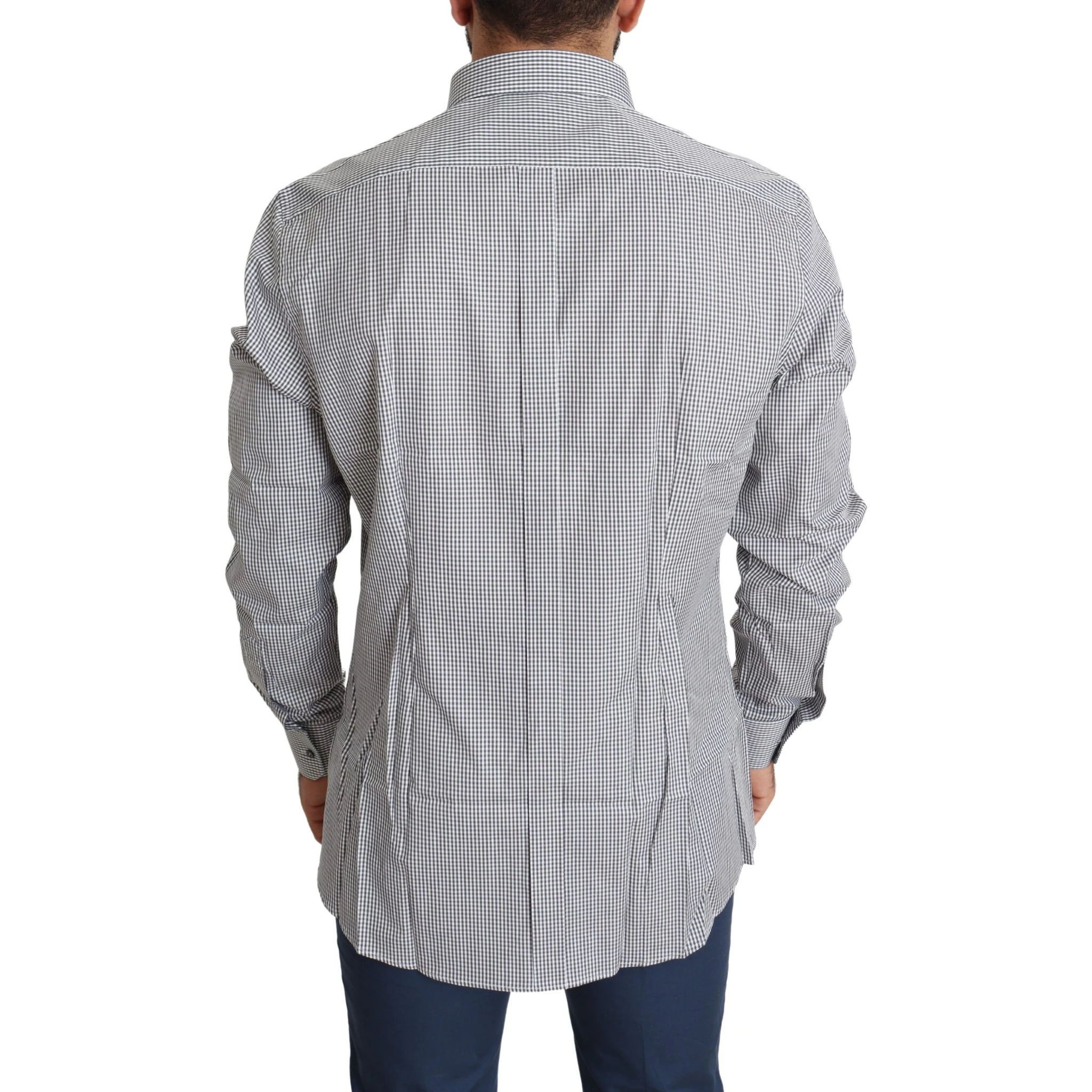Black White Checkered GOLD Dress Cotton Shirt