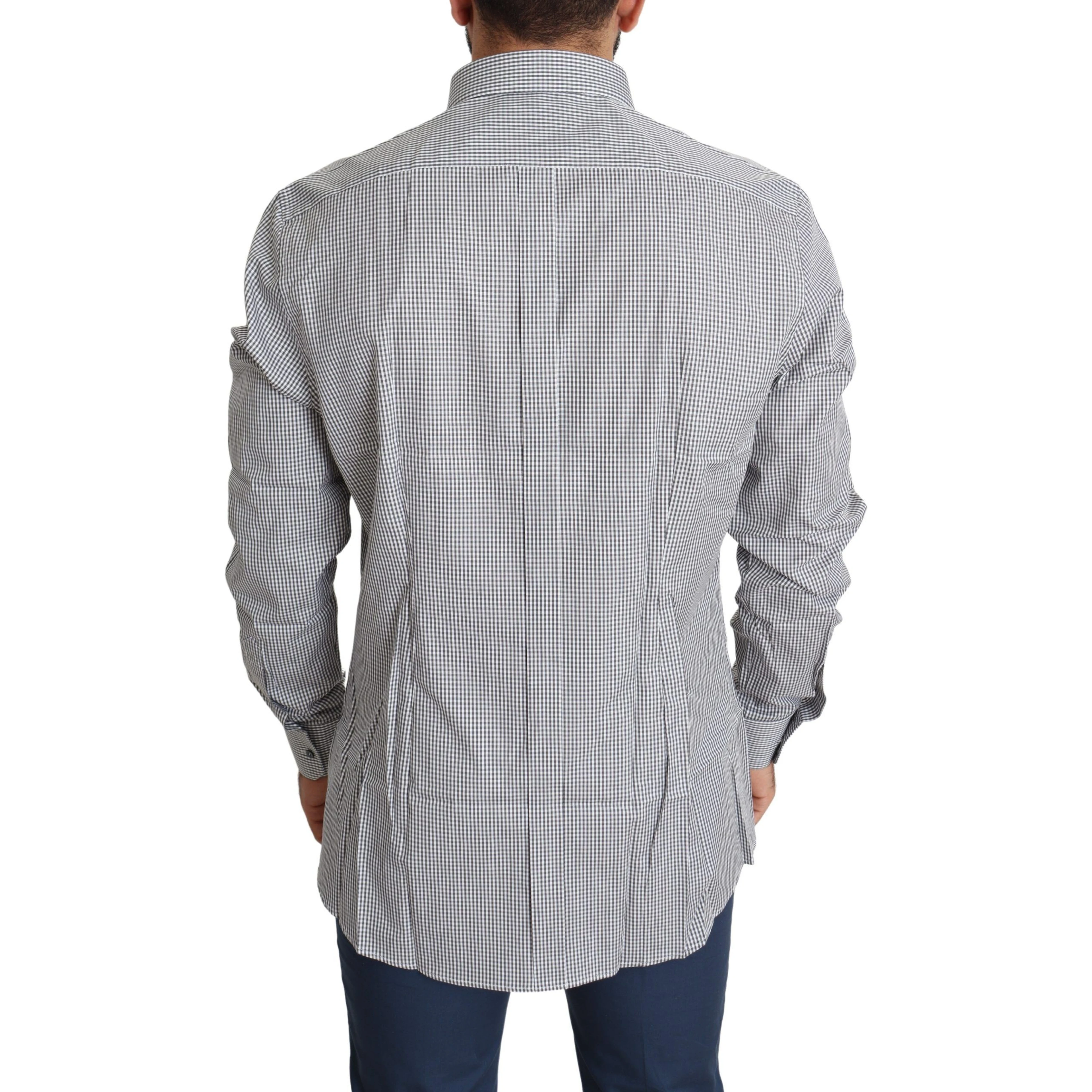 Black White Checkered GOLD Dress Cotton Shirt