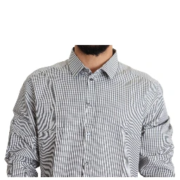 Black White Checkered GOLD Dress Cotton Shirt