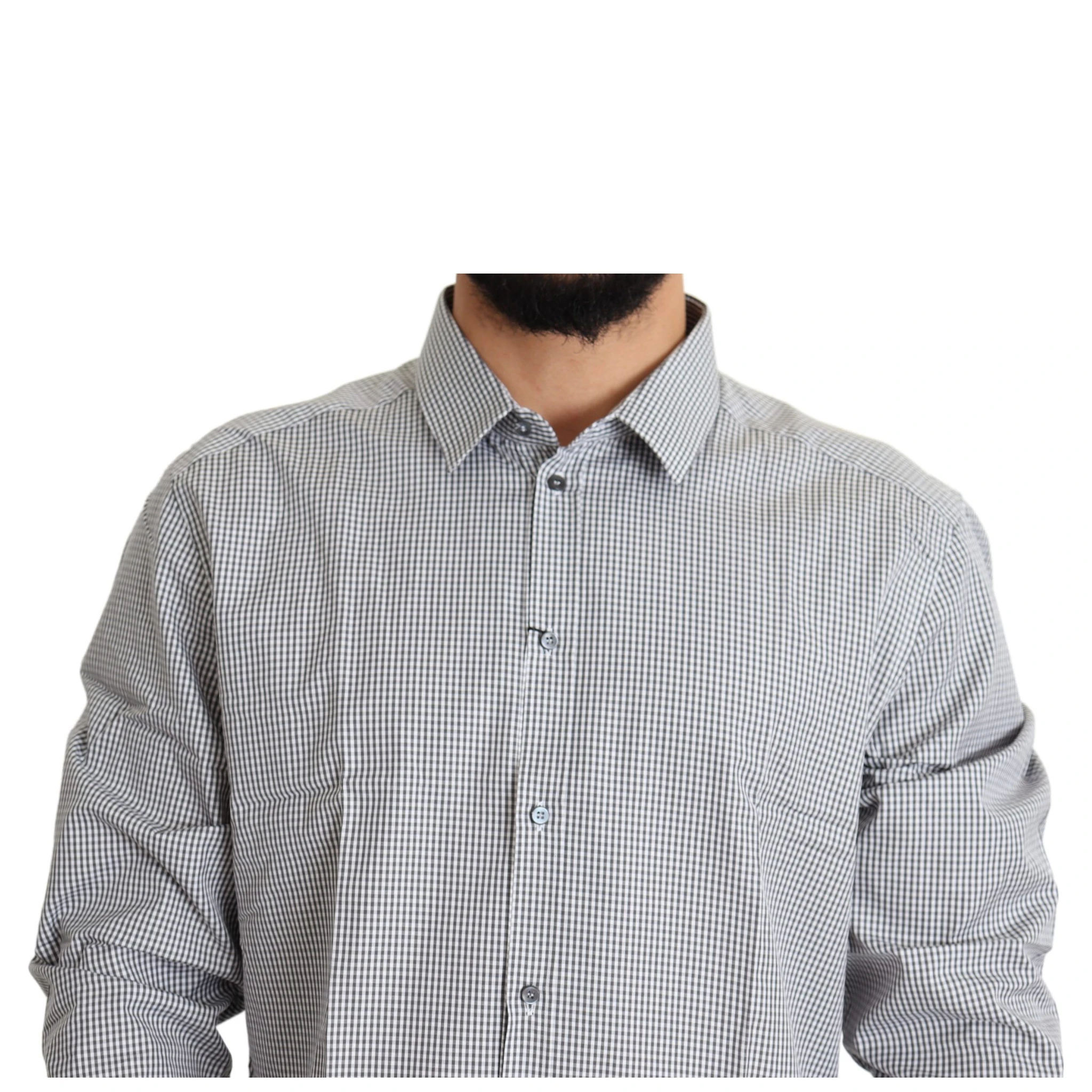Black White Checkered GOLD Dress Cotton Shirt