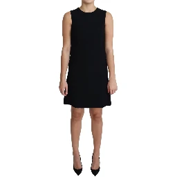 Black Viscose Stretch A-line Shift Mini Dress
