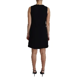 Black Viscose Stretch A-line Shift Mini Dress