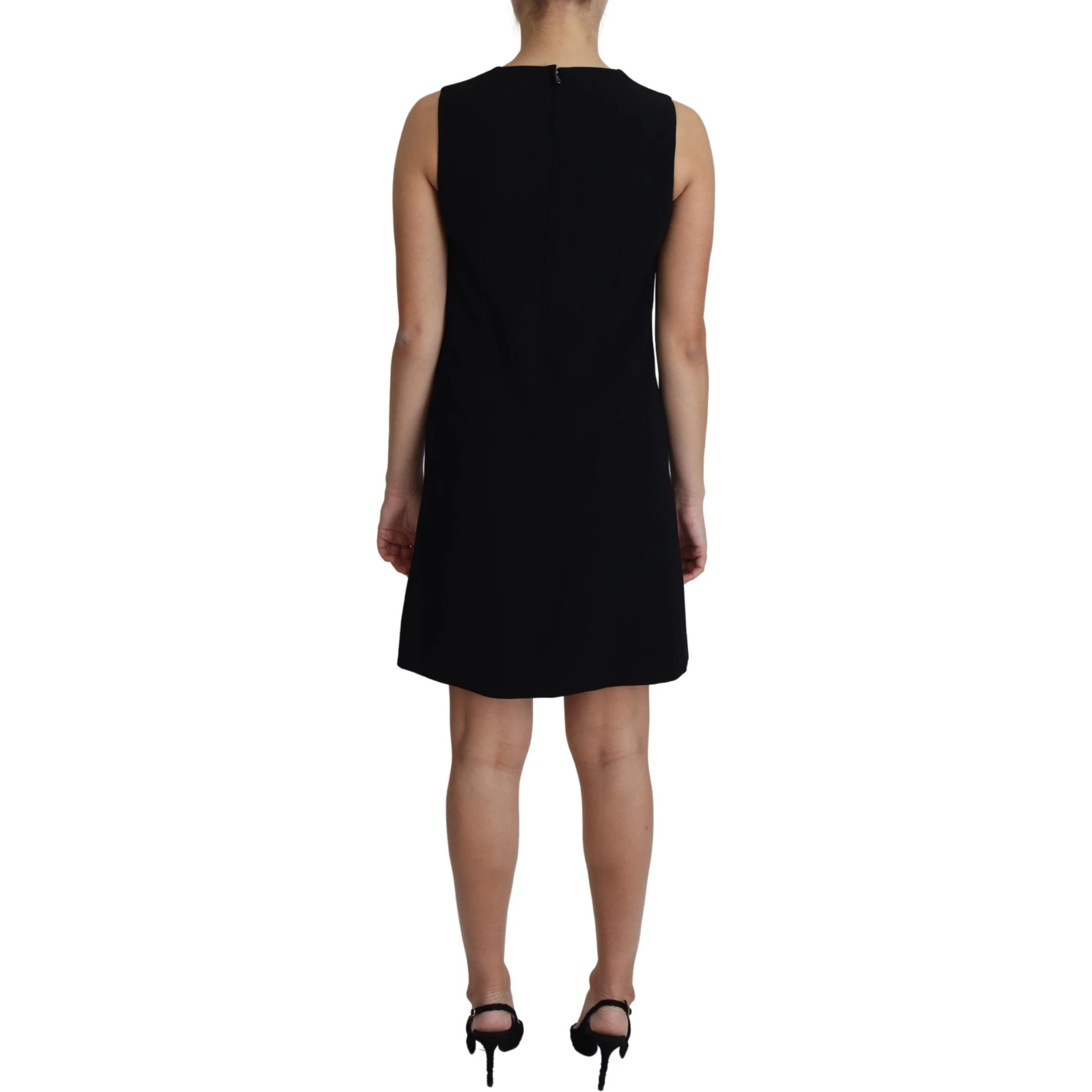 Black Viscose Stretch A-line Shift Mini Dress