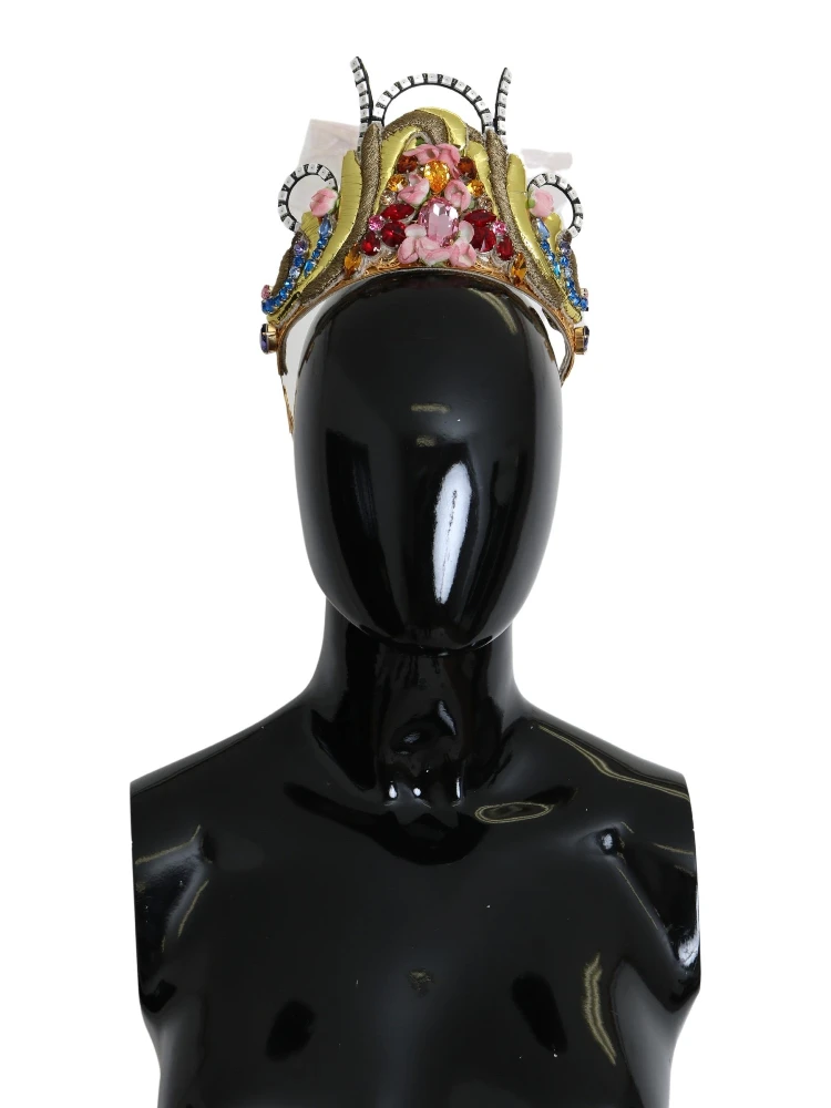 Gold Brass Floral Crystals LED Lights Crown Tiara Diadem