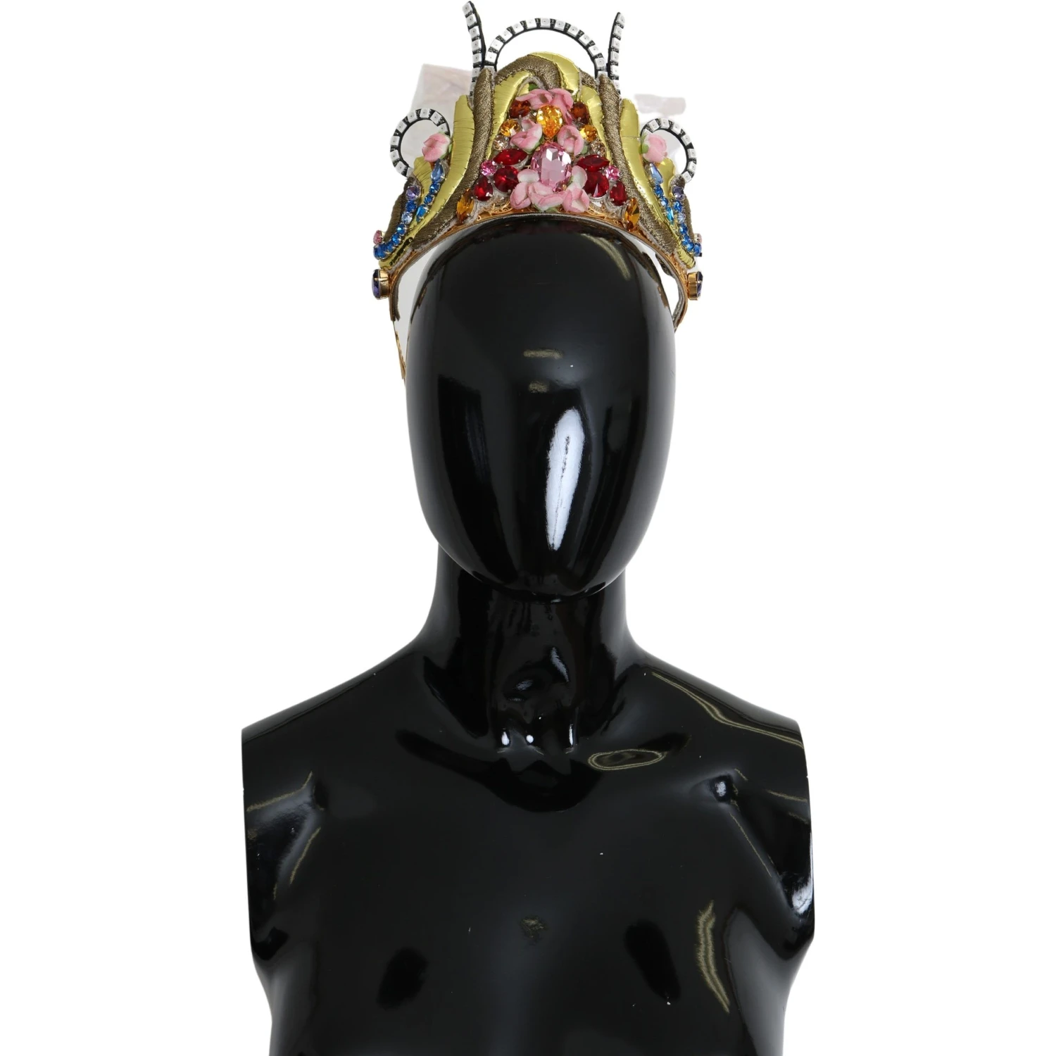 Gold Brass Floral Crystals LED Lights Crown Tiara Diadem