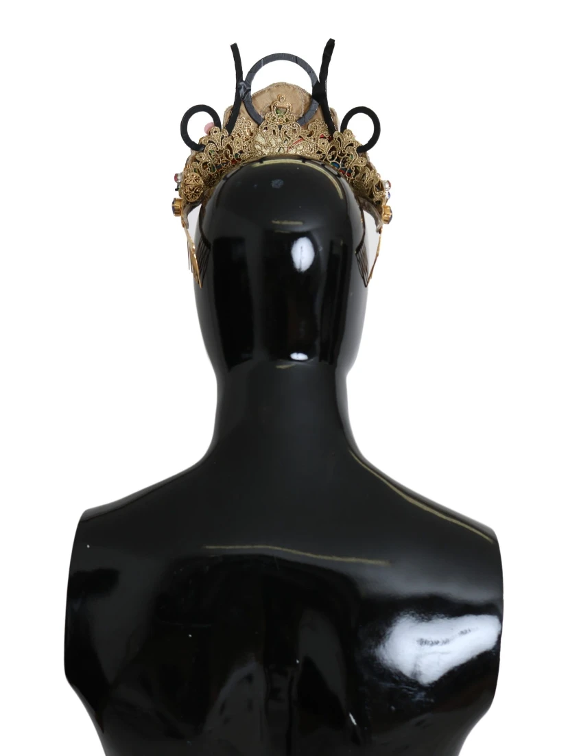 Gold Brass Floral Crystals LED Lights Crown Tiara Diadem