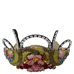 Gold Brass Floral Crystals LED Lights Crown Tiara Diadem