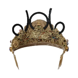 Gold Brass Floral Crystals LED Lights Crown Tiara Diadem