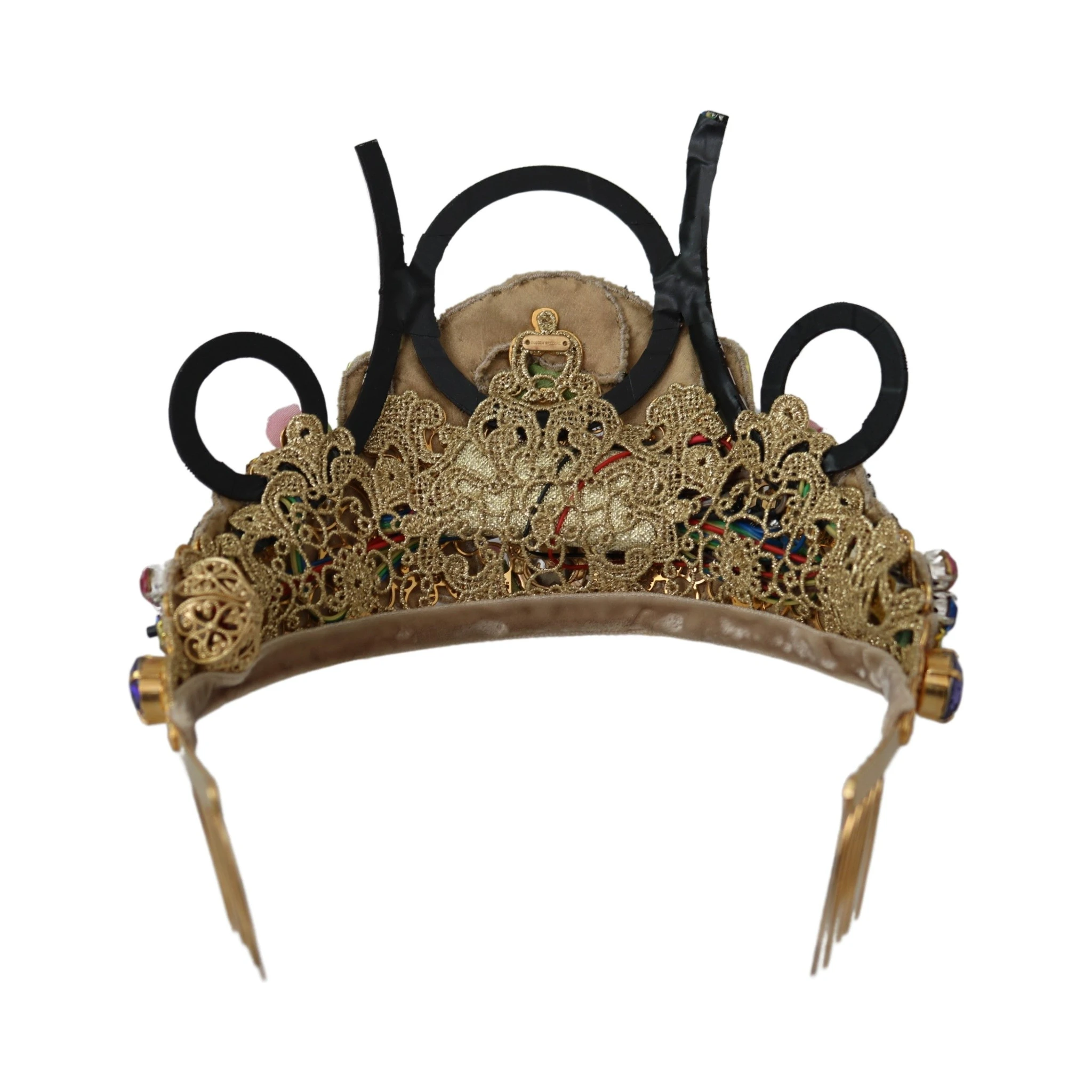 Gold Brass Floral Crystals LED Lights Crown Tiara Diadem