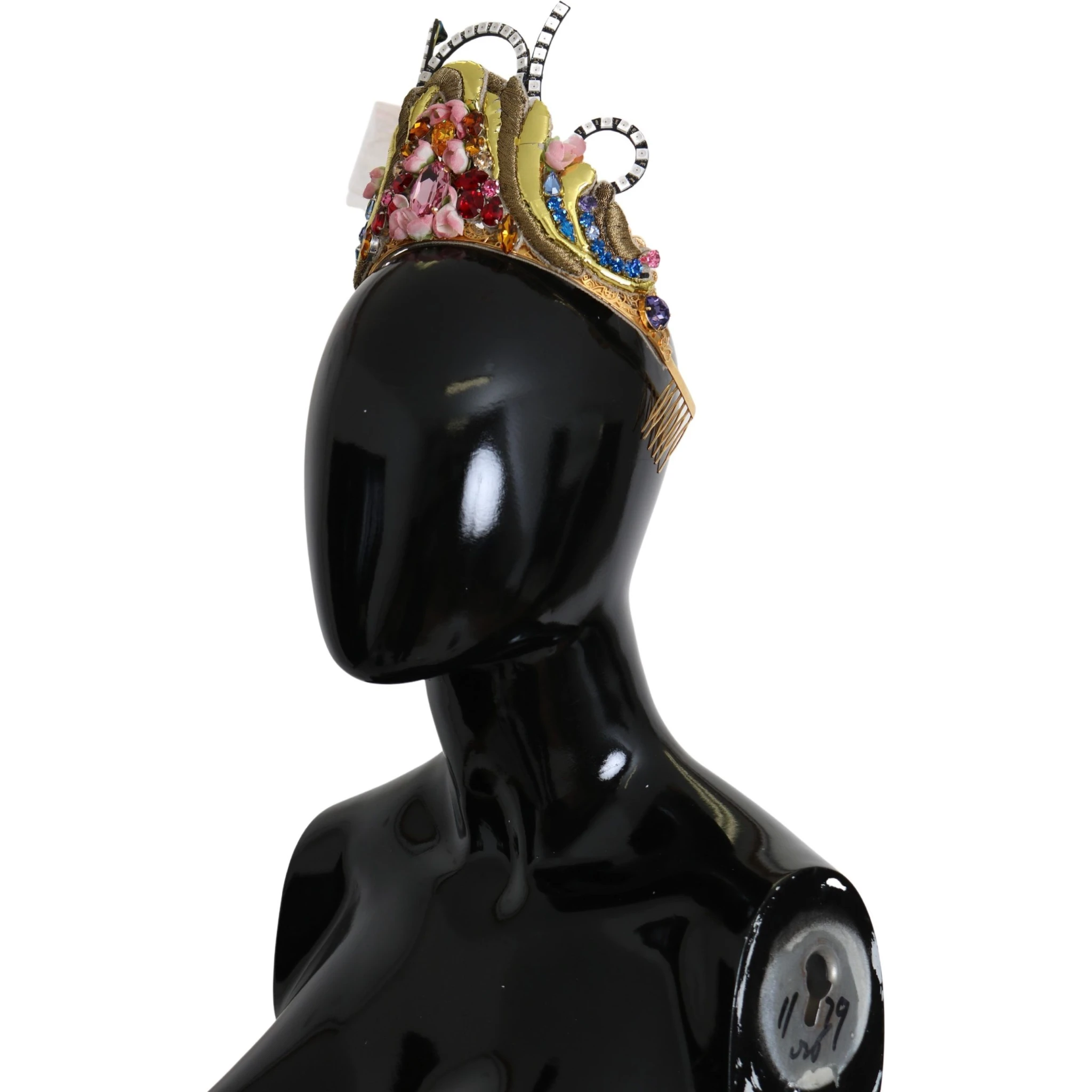 Gold Brass Floral Crystals LED Lights Crown Tiara Diadem