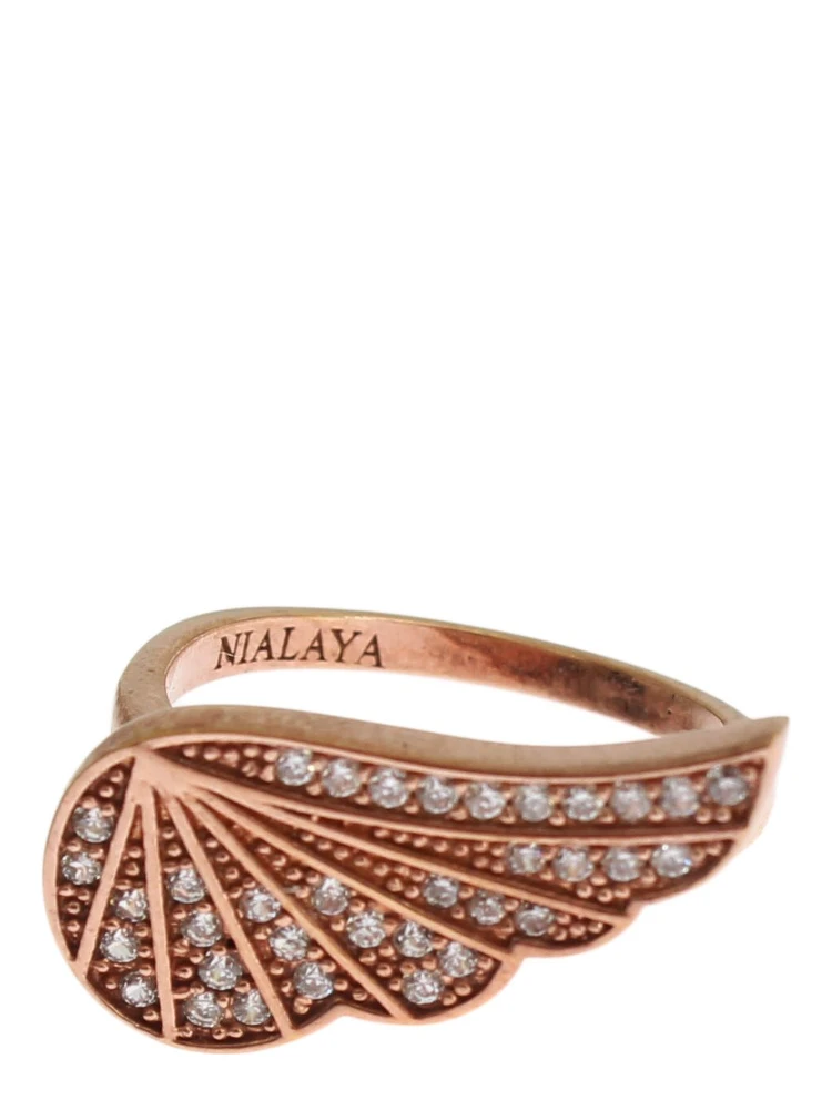 Pink Gold 925 Silver Womens Clear CZ Ring