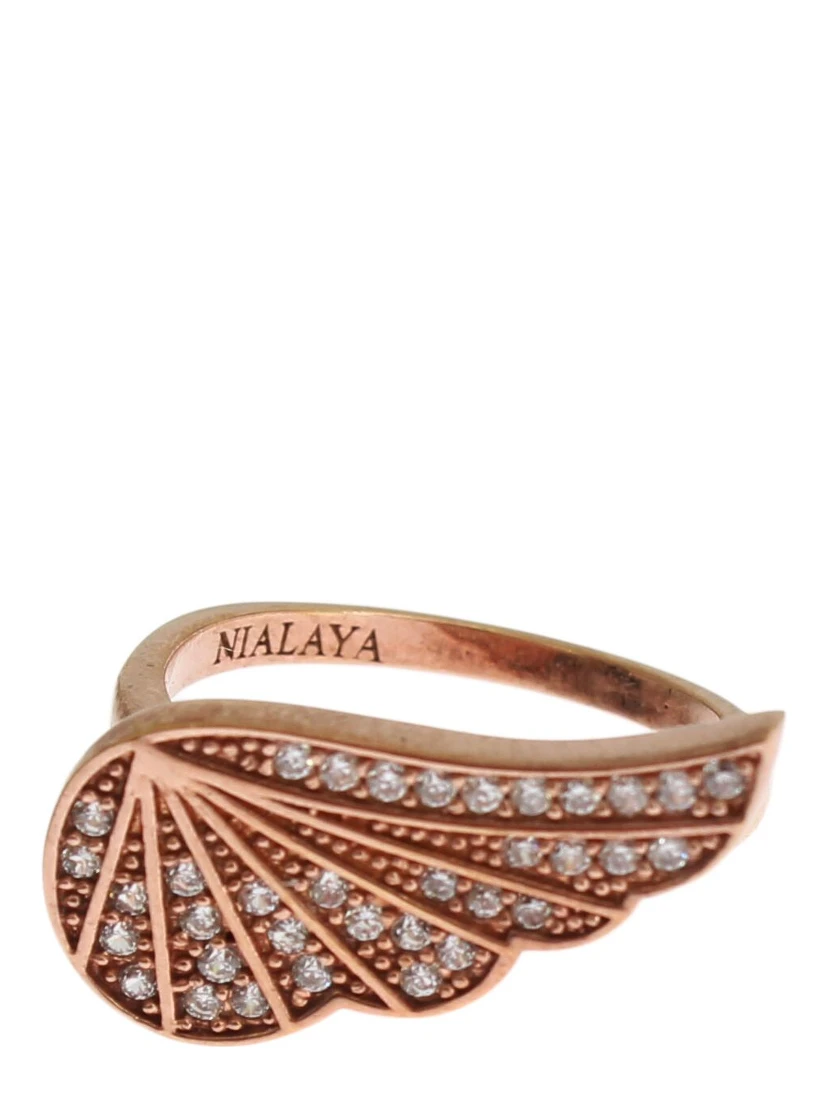 Pink Gold 925 Silver Womens Clear CZ Ring