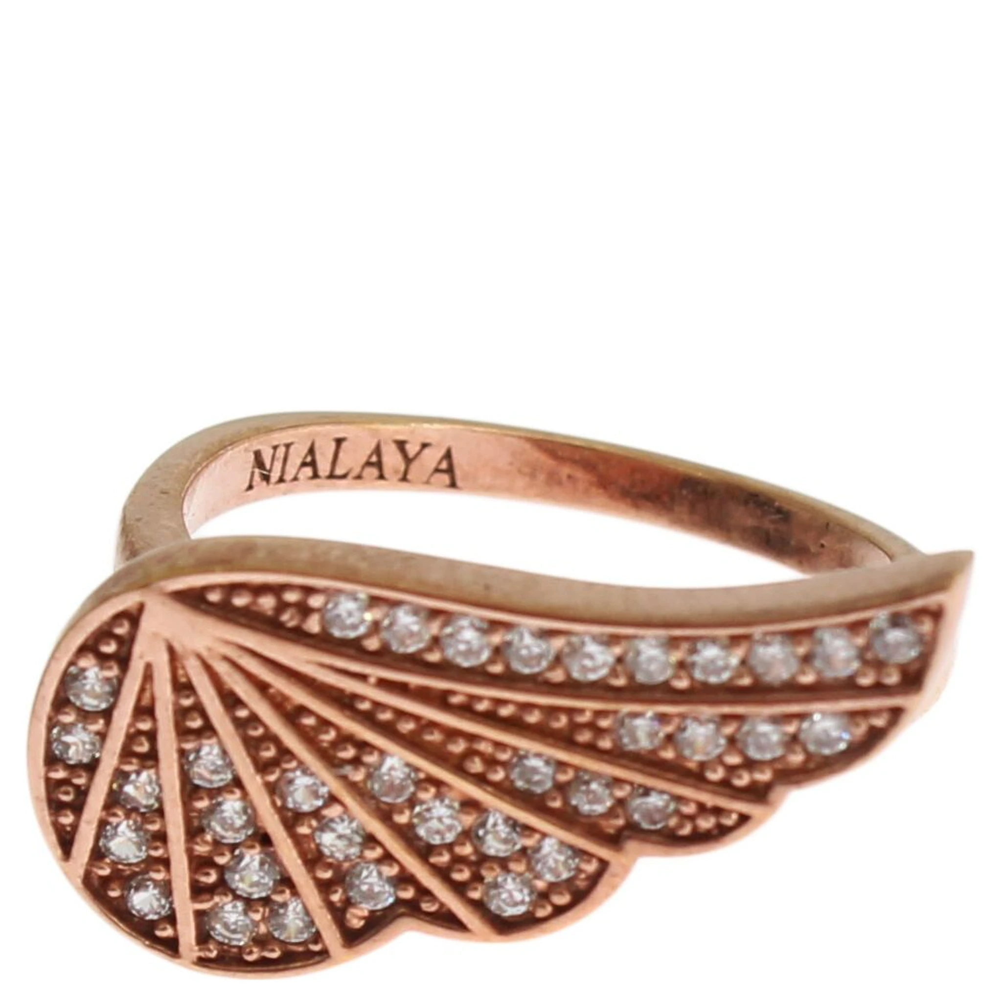 Pink Gold 925 Silver Womens Clear CZ Ring