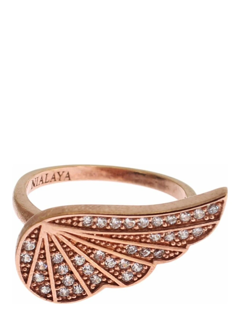 Pink Gold 925 Silver Womens Clear CZ Ring